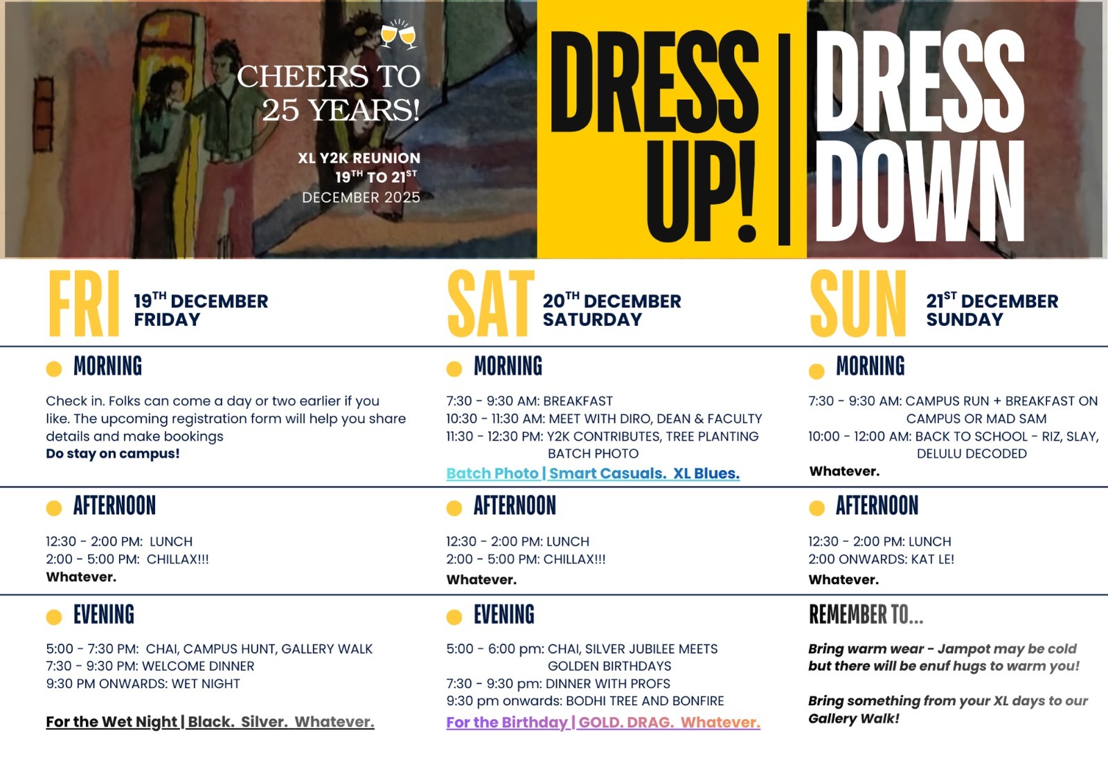 XLRI Batch of 2000 Silver Jubilee Reunion Agenda